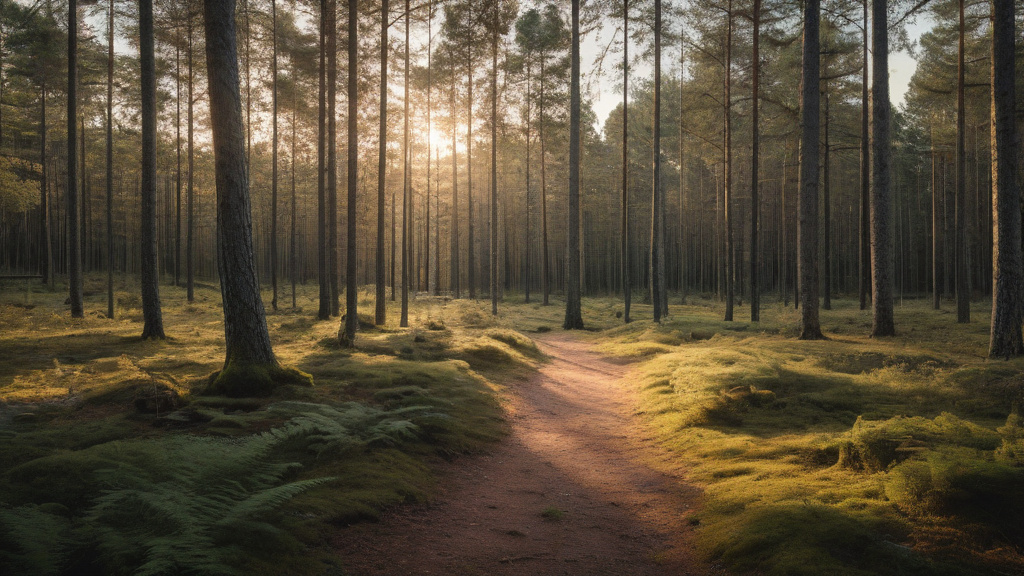En stilla skogsstig i gryning — bilden representerar balans, eftertanke och vikten av ansvarsfullt spel.